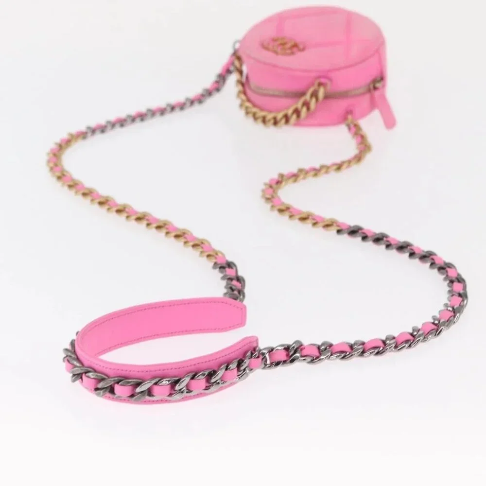 CHANEL Matelasse Chain Shoulder Bag Canvas Pink Gold CC Auth bs32090 - Picture 7 of 16